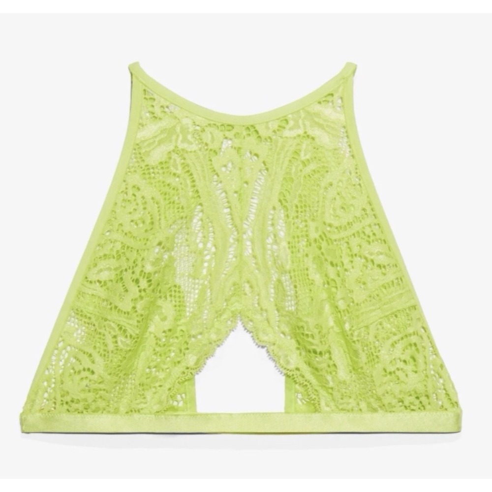 Savage x Fenty High Neck Lace Bralette Intimate 2X Acid Lime Unlined Bra Women
